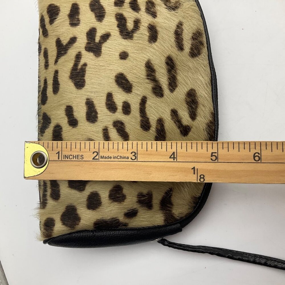 Made in Italy Leopard Print Leather Cowhide Small Crossbody Bag - Picture 5 of 14